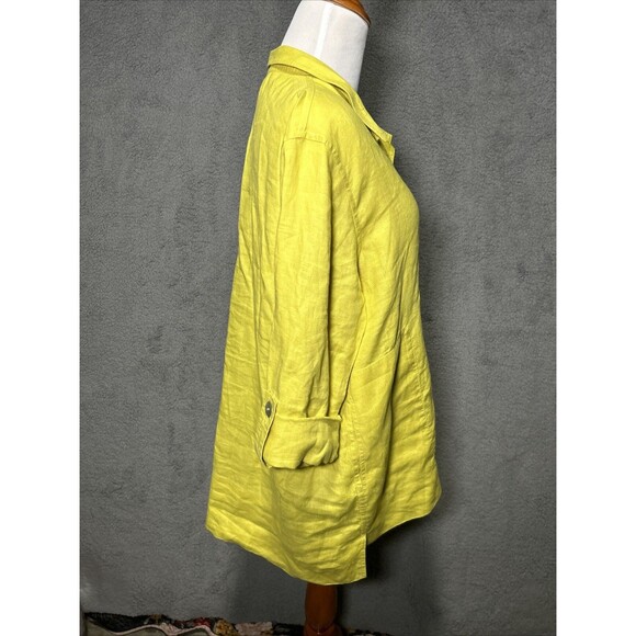 John Mark Women’s L Chartreuse 100% Linen Tunic - Picture 5 of 11